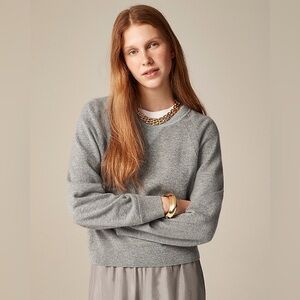 NWT J Crew Marled Cashmere Crewneck Sweater XS Oversized Heather Grey $228 CG674